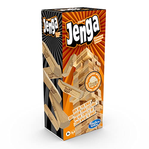 Hasbro Gaming Jenga Classic, beliebtes Geschicklichkeitsspiel zur Förderung der Reaktion, für Kinder ab 6 Jahren geeignet und für bis zu 2 Spieler, originelles Spiel zu Neujahr und Weihnachten