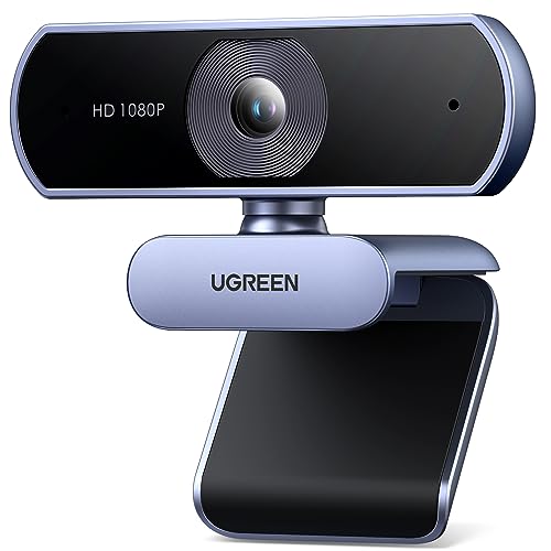 UGREEN USB Webcam Full HD 1080P/30fps Webcam für PC, Webcam mit Mikrofon, klares Stereo-Audio, automatische Lichtkorrektur, 85° Ansicht, USB Webcam für Live Streaming, Videoanrufe, Lernen, Konferenzen